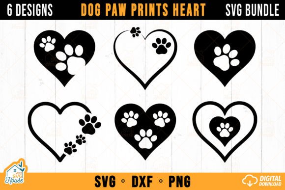Dog Paw Print Heart Frame SVG Monogram