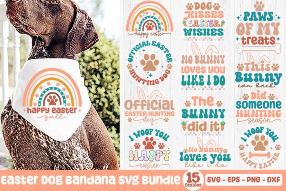 Retro Easter Dog Bandana SVG Bundle
